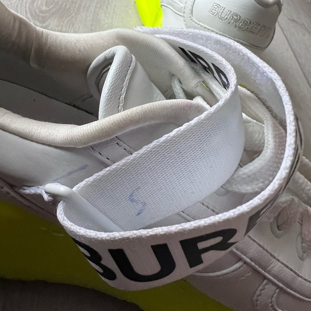 Burberry Ronnie Chunky White Leather Neon Sole Sneaker Size 40 - Picture 10 of 16